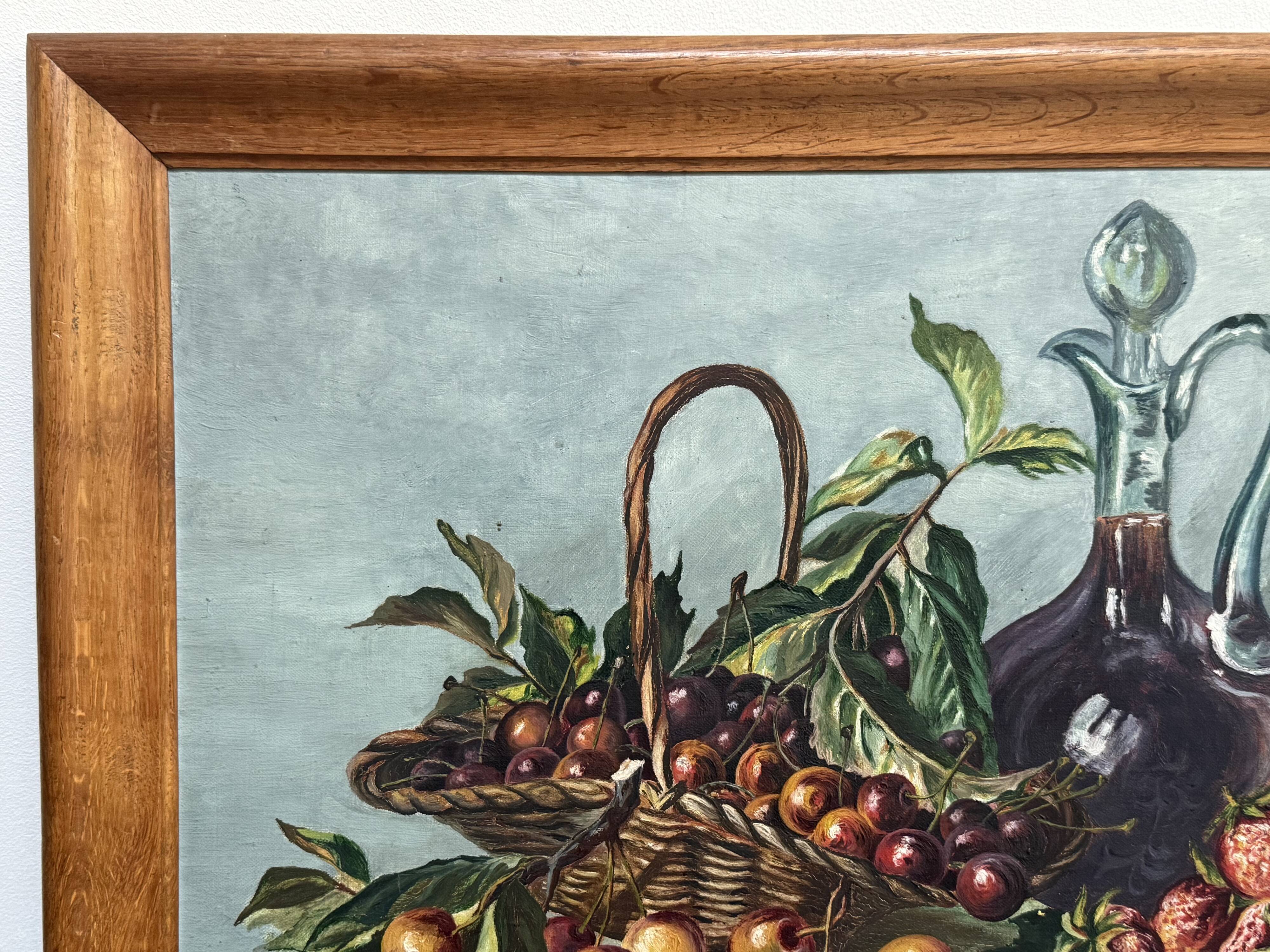 Old painting oil on canvas signed Lucienne 1944