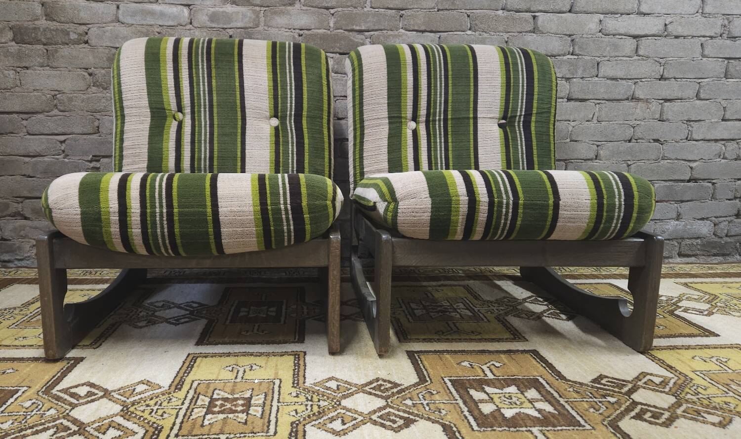 Pair of green armchairs 1970