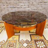 Coffee table in glass and bentwood 1970