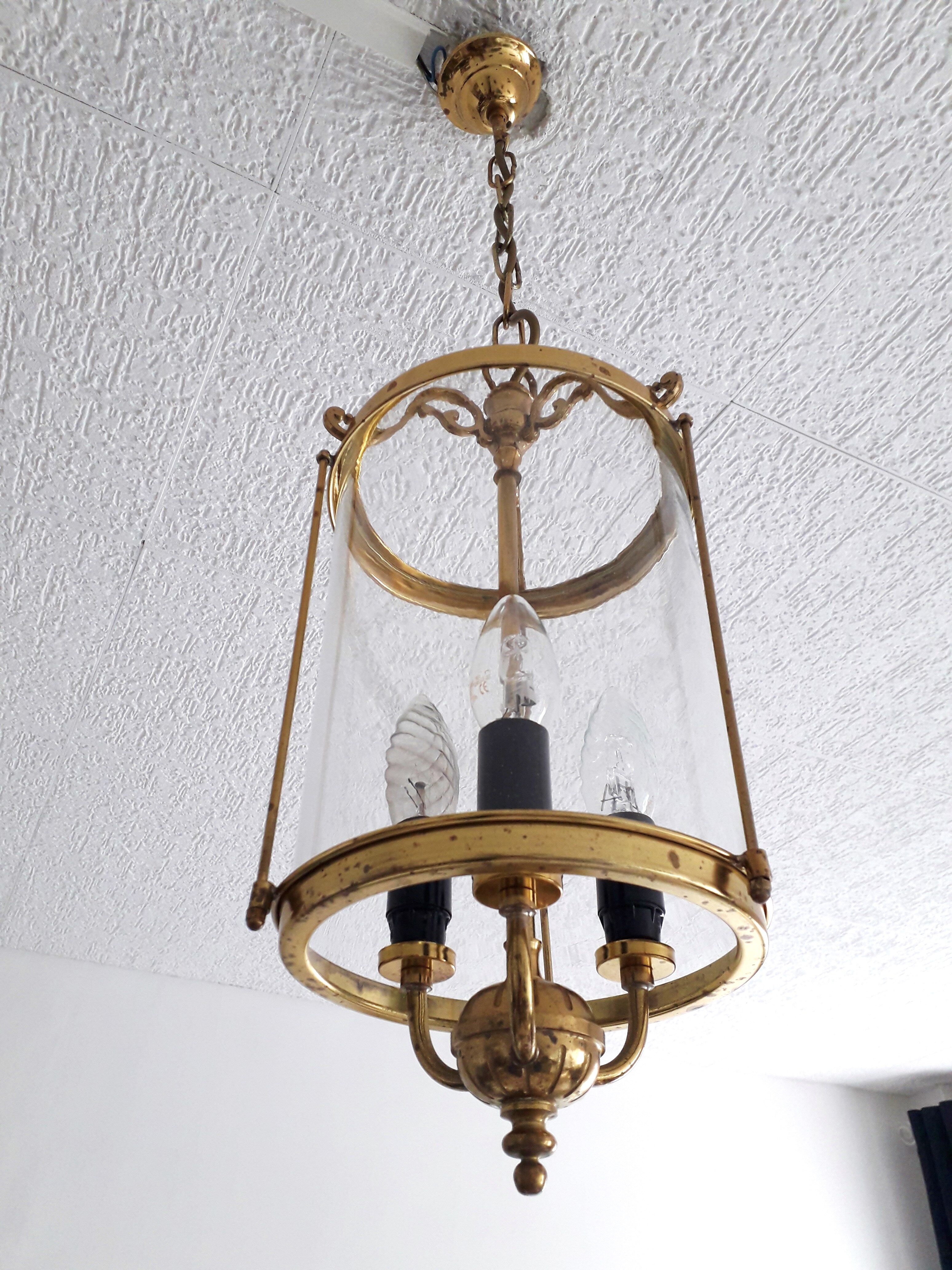 Old entrance hall lantern - 3 fires - convex glass - 50s
