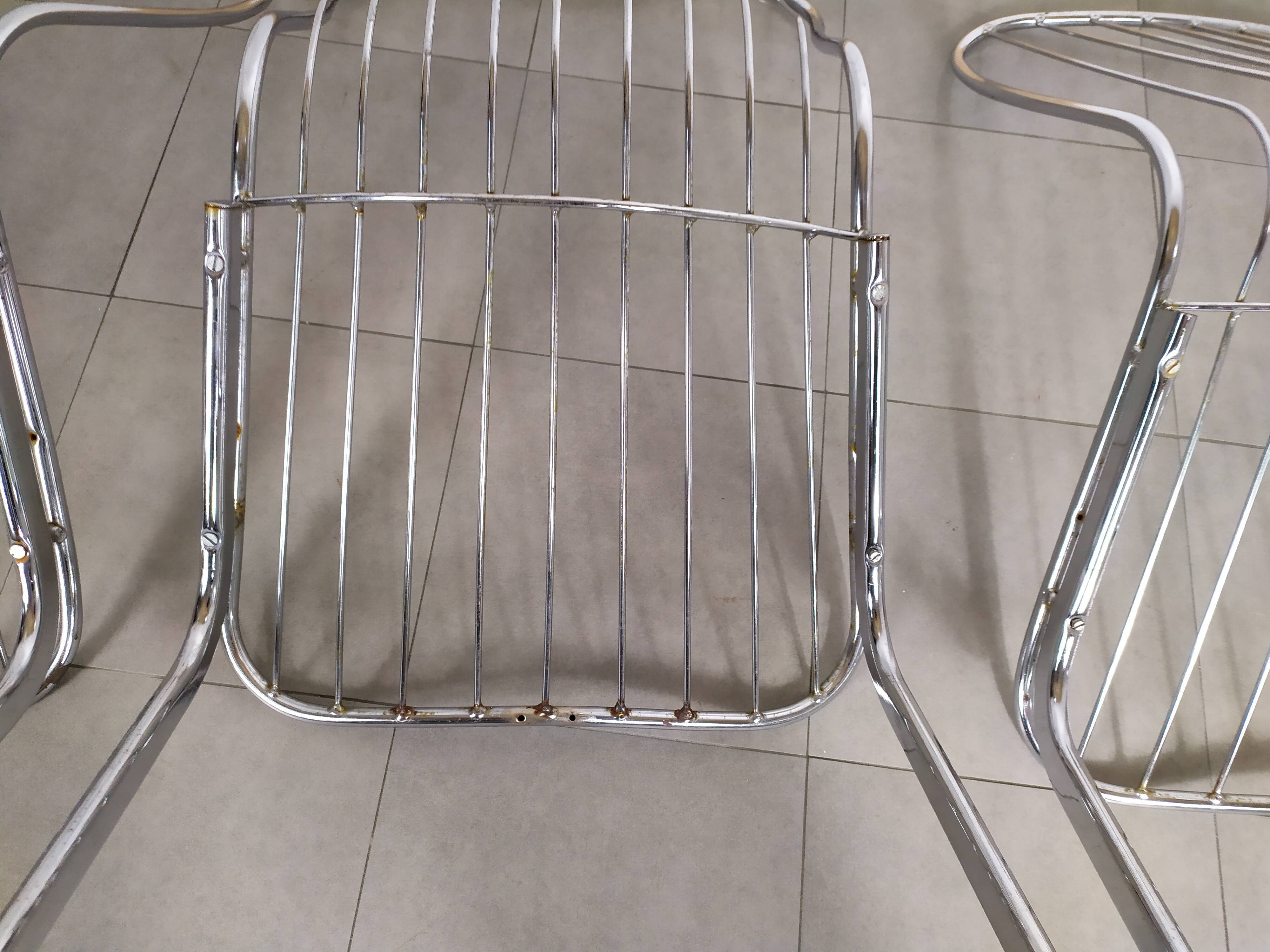 Lot de 4 chaise design en métal chromé années 70
