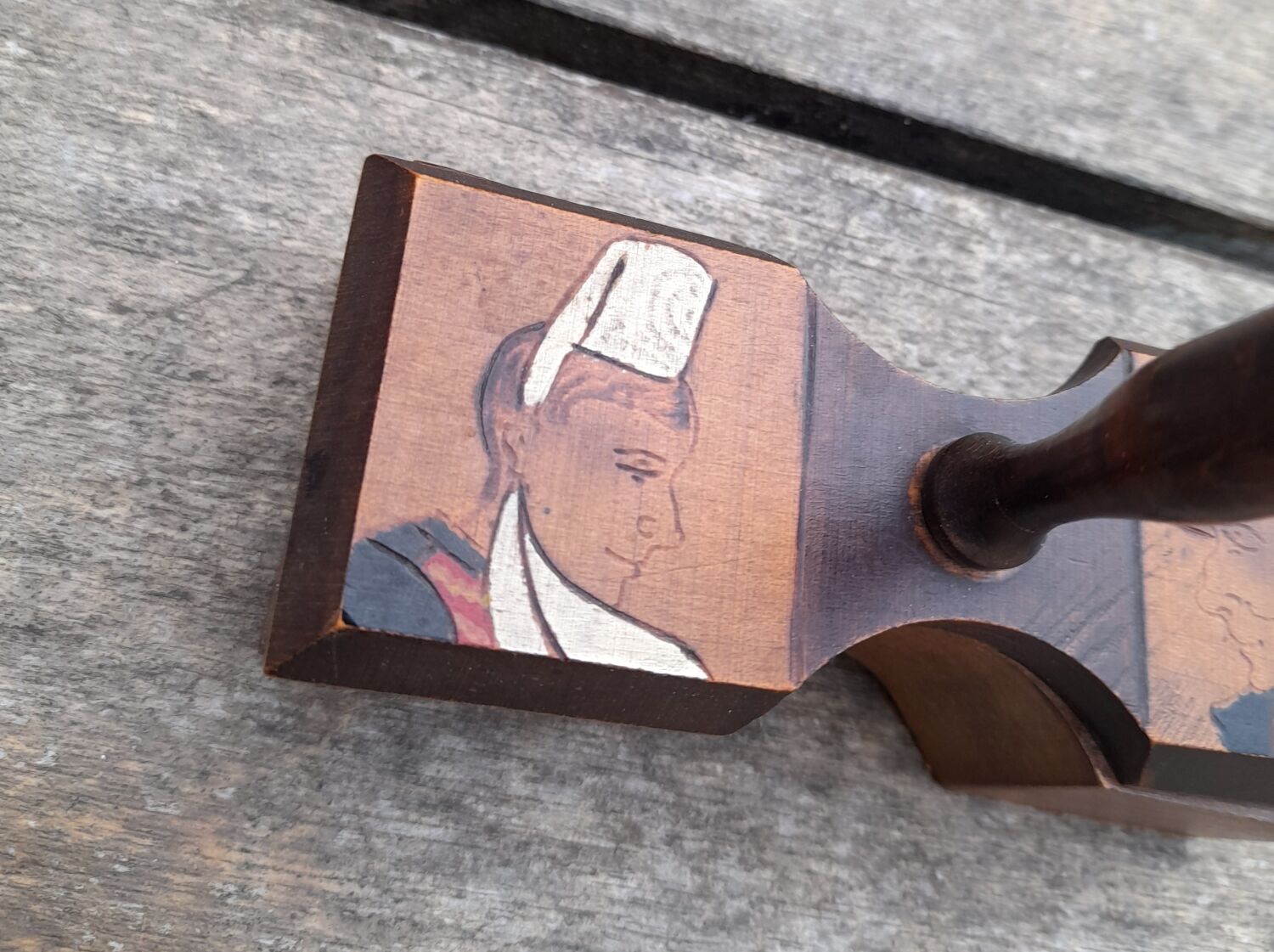 Pepper shaker wood, Breton subjects, vintage