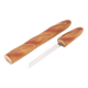 Bread knife in the shape of a wooden and stainless steel baguette
