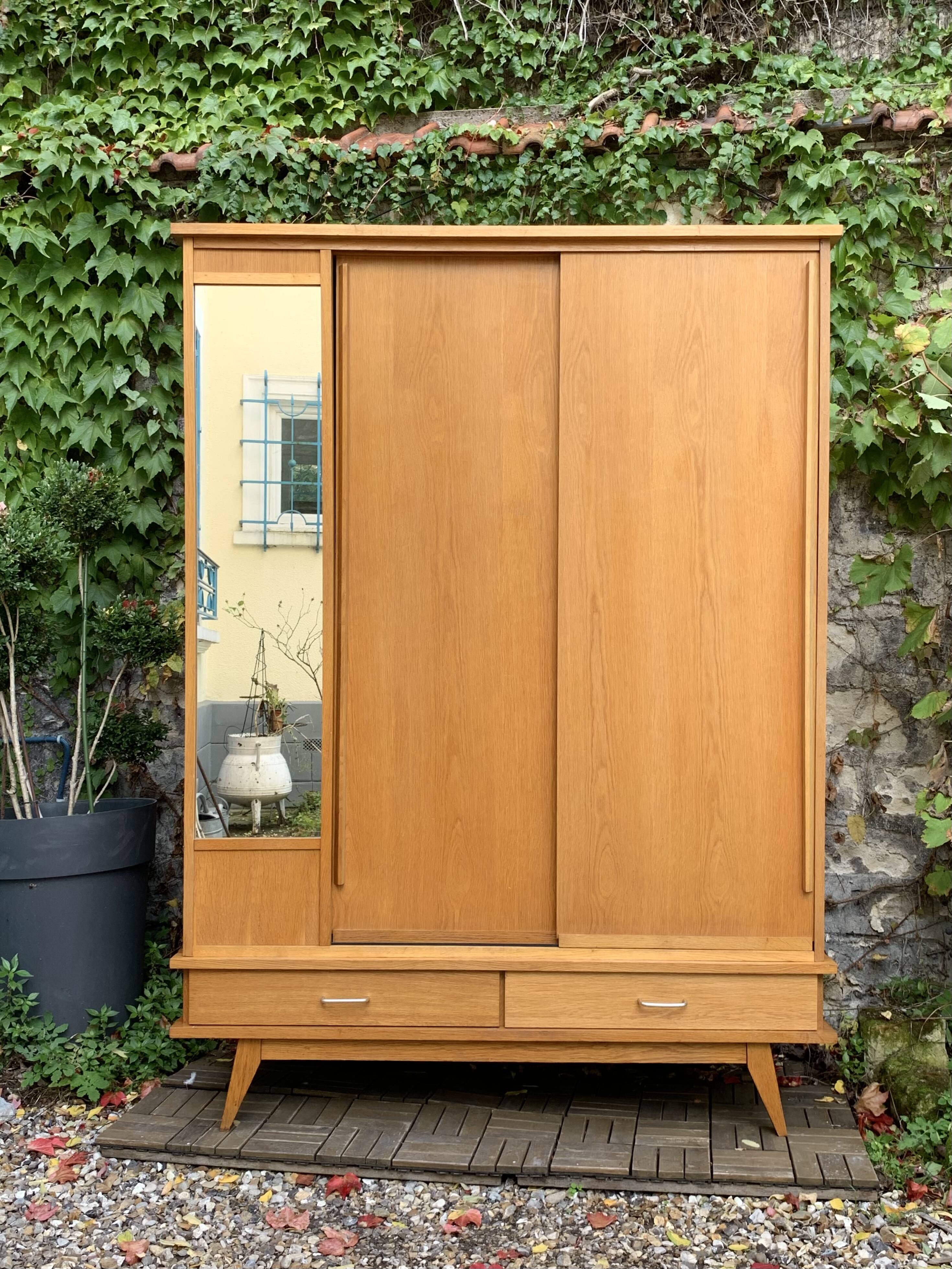 Vintage wardrobe with compass feet 1960
