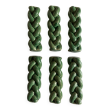 Set of 6 braided knife holders in green glazed earth