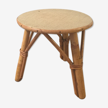 Tabouret rotin vintage