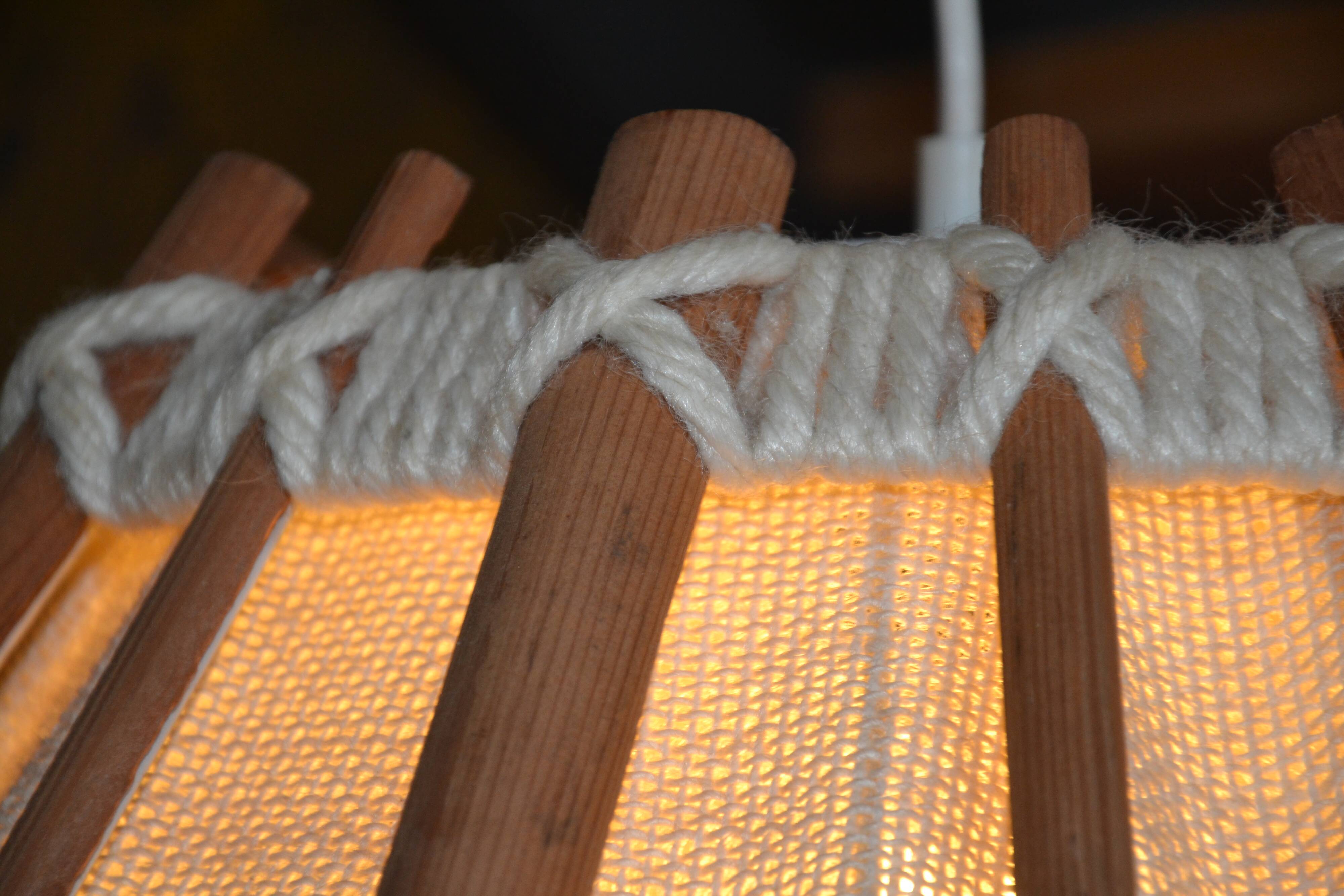 Scandinavian wooden and linen suspension from the GDR, 1970.