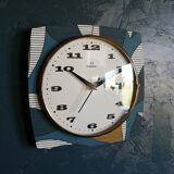 Vintage clock square silent wall clock "Romatic blue white ochre"