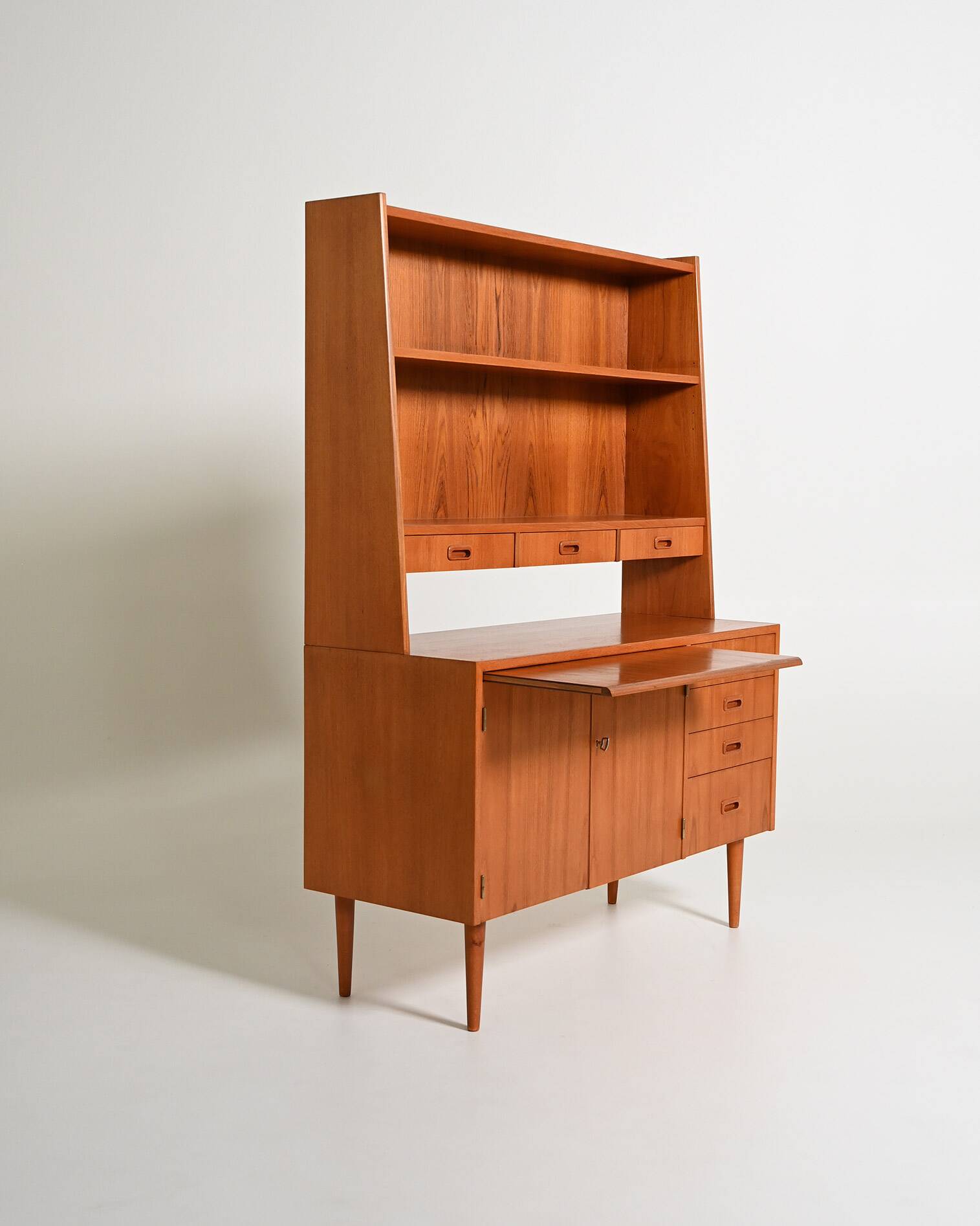 Teak bookcase with writing desk, Scandinavian production, 1960s