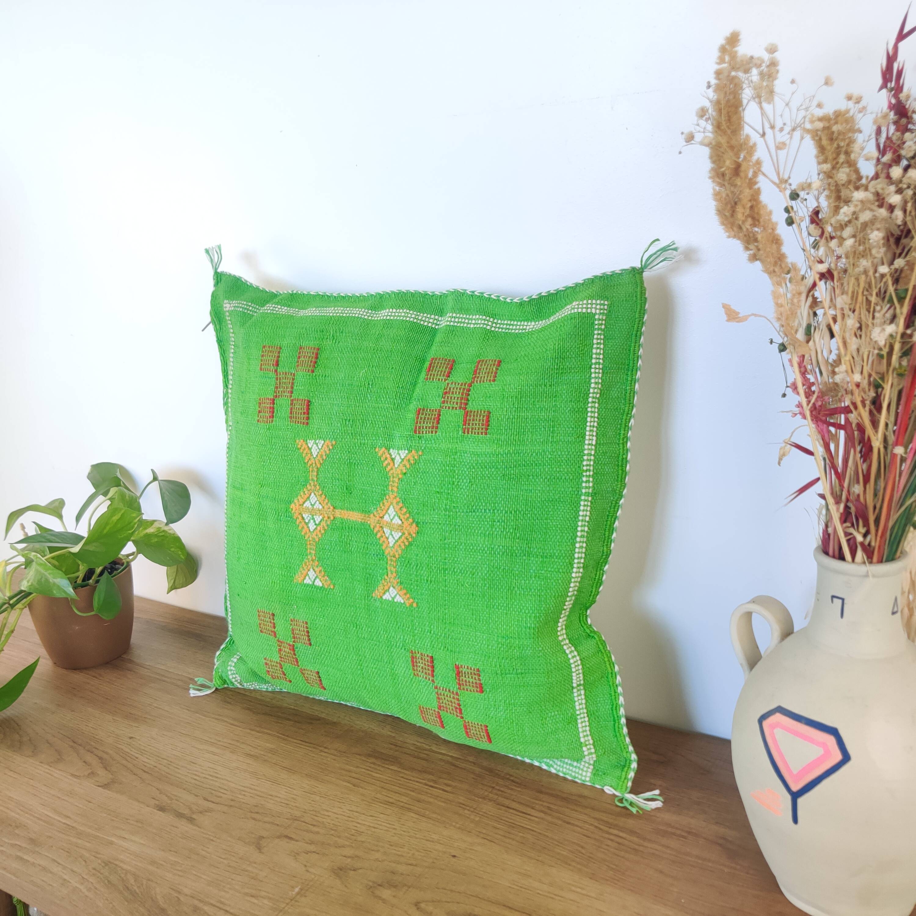 Coussin marocain vert Sabra