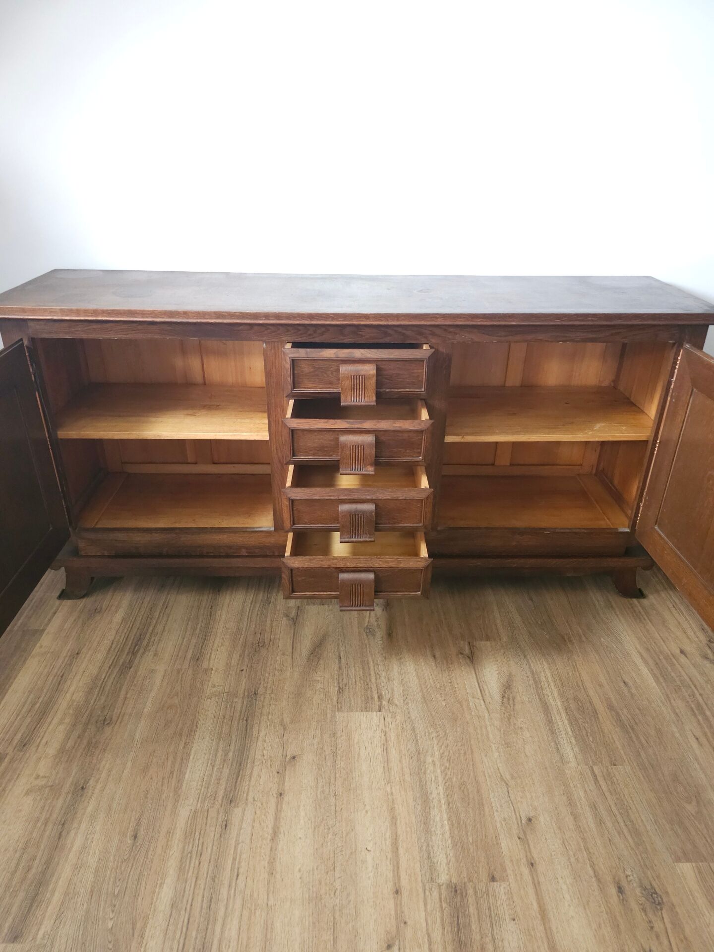 1940s Solid French Oak Sideboard — In the style of Charles Dudouyt