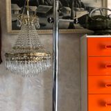 Crystal and brass chandelier