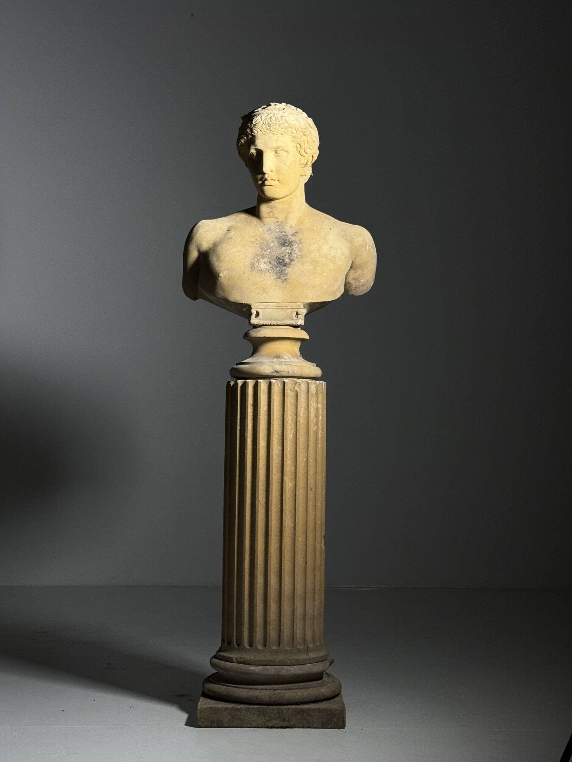 Bust on pedestal 20th century Antinous