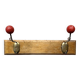 Vintage coat rack - double coat hook - red wooden balls
