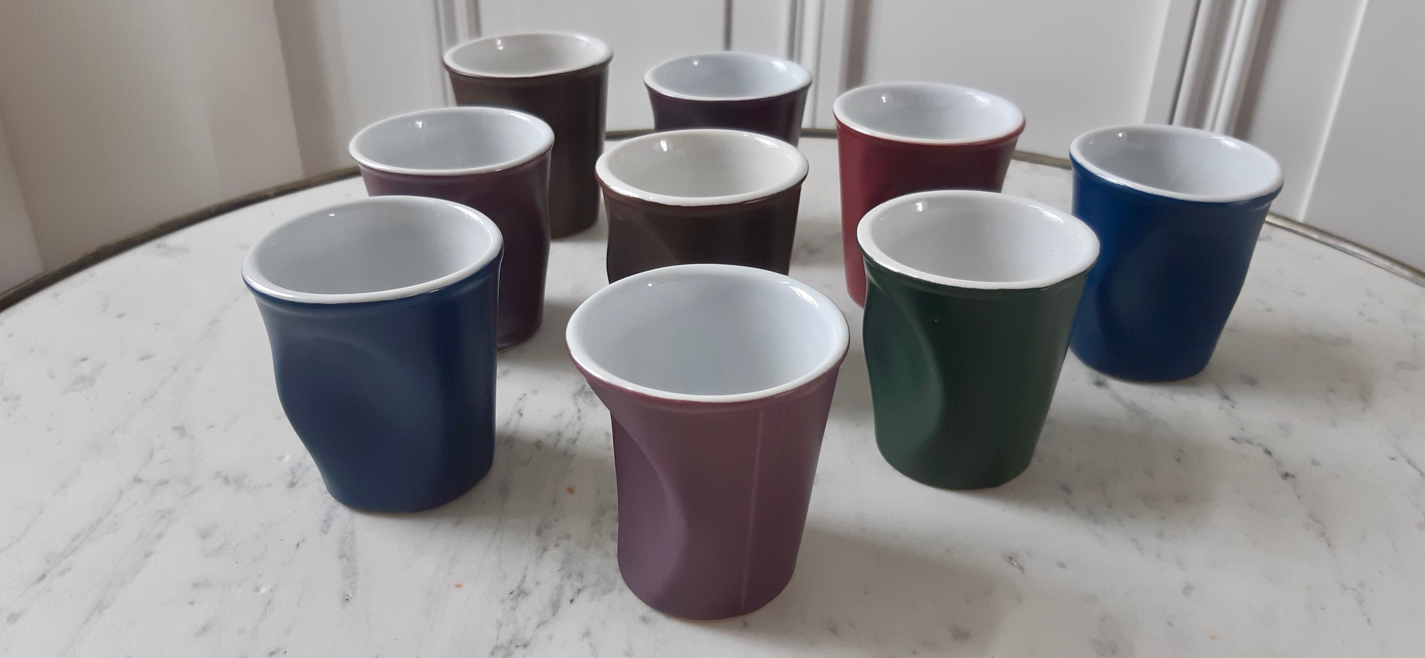 Set of 9 crumpled espresso cups Revol