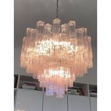 Contemporary Pink “Tronchi” Murano Glass Chandelier