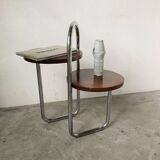 Bauhaus art deco console table in wood and chrome
