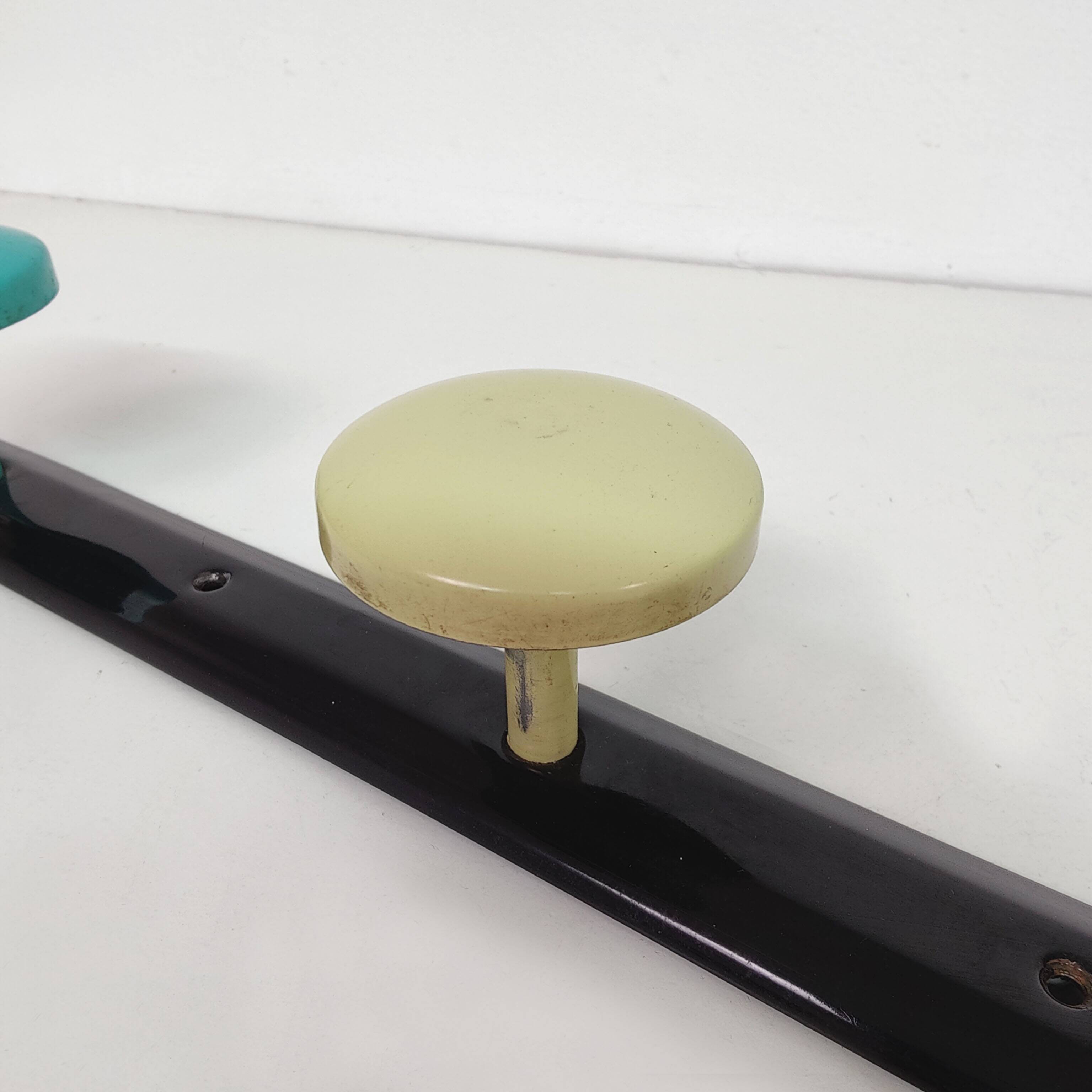 Vintage wall coat rack 4 metal hooks