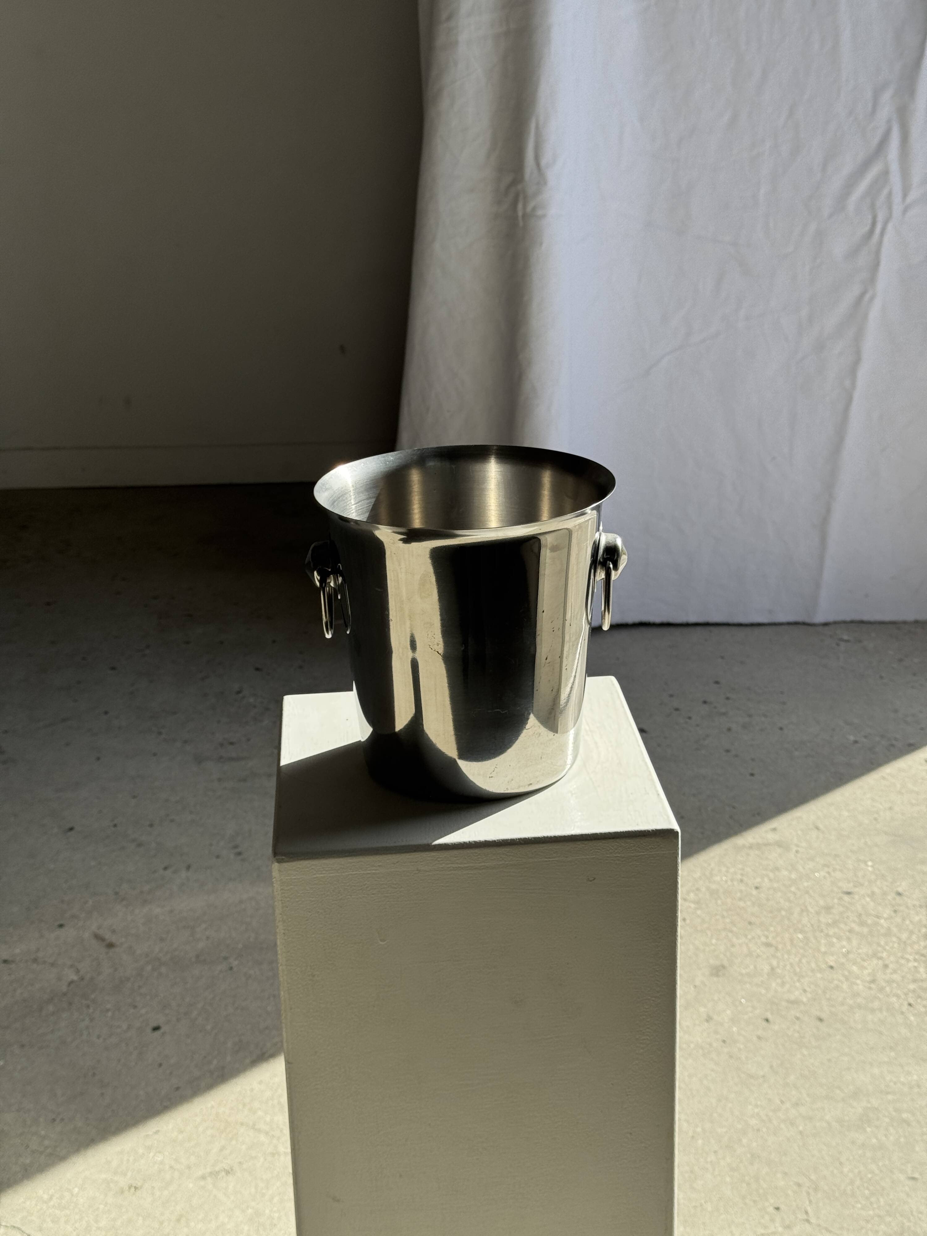 Stainless steel champagne and wine bucket with handle D19 H19