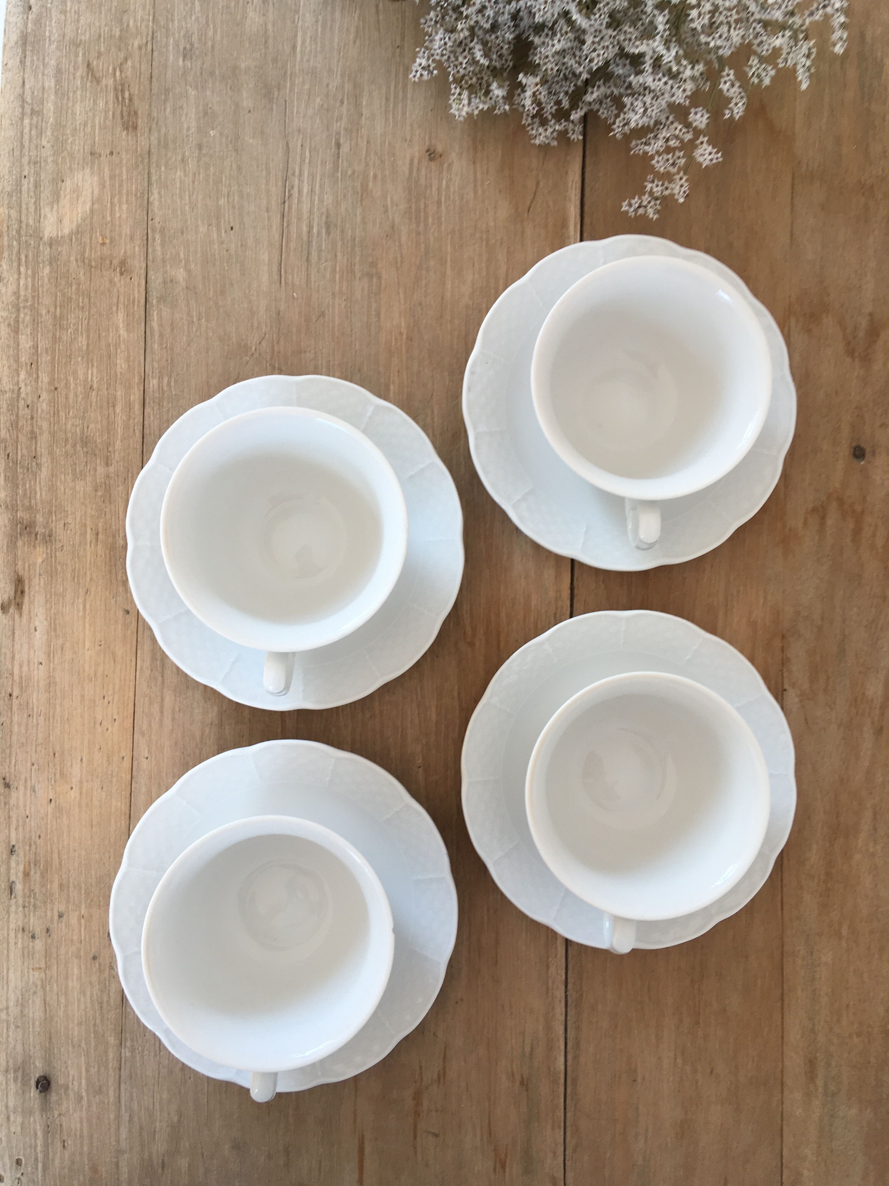White porcelain tea cups