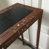 Perforated sheet metal and wood console