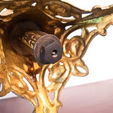 Pair of candlesticks Rocaille in gilded bronze