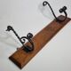 Solid wood and wrought iron wall hook, rustic style, 59 cm