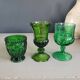 Set of 6 green molded glass glasses