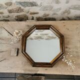 Vintage rattan mirror, octagonal
