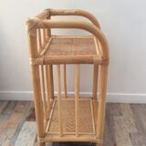 70s bamboo rattan side table