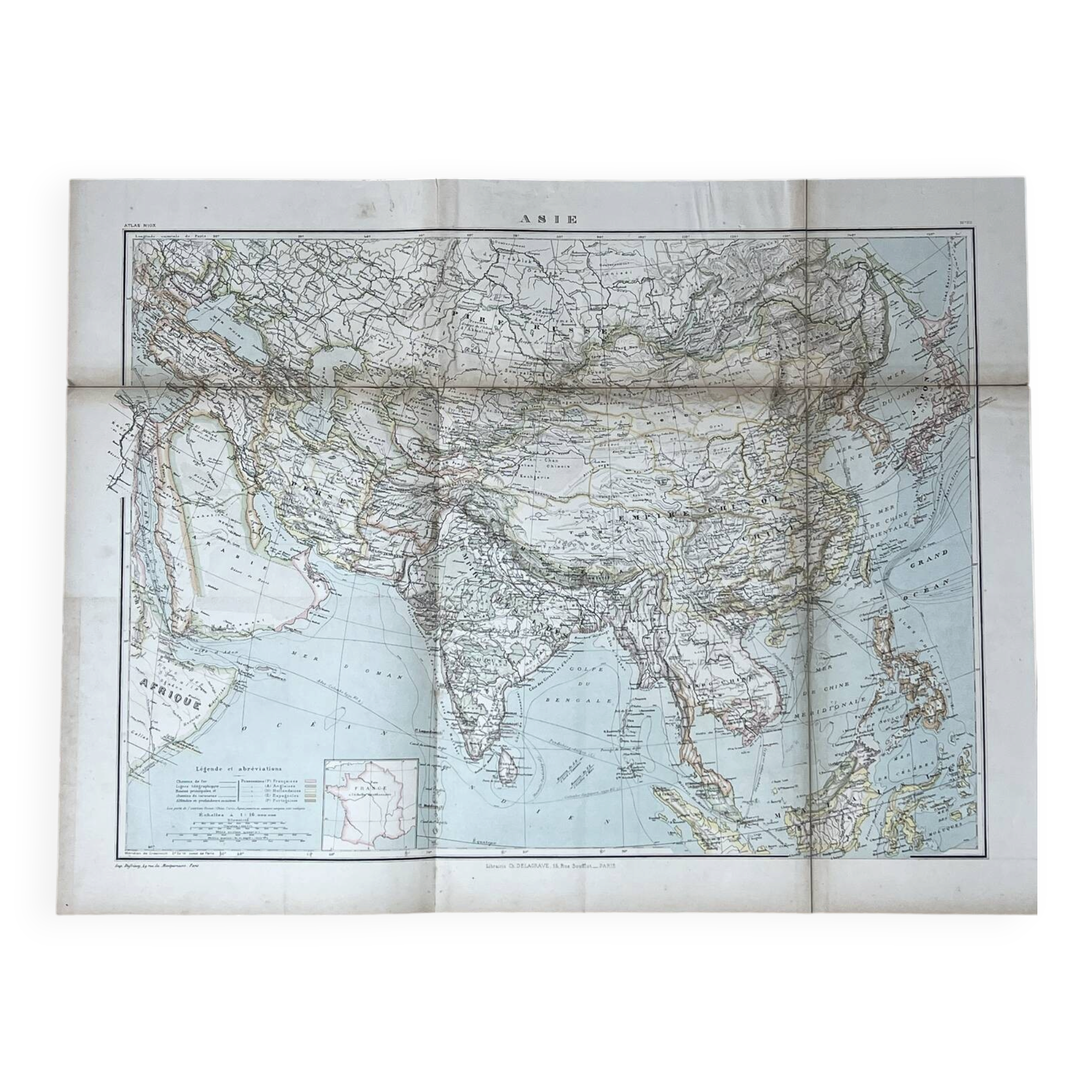 Carte ancienne Asie 69,5x52,5cm