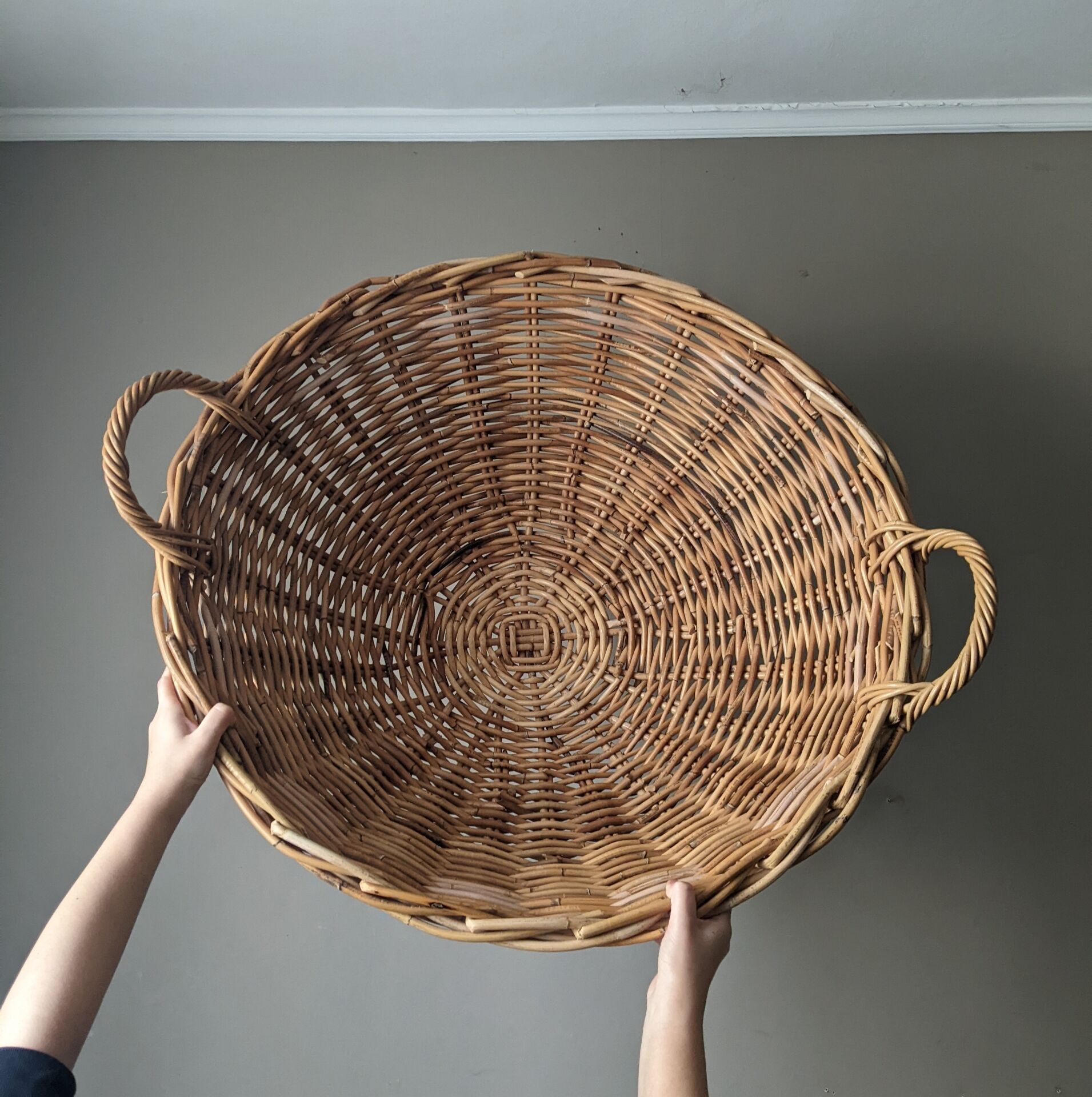 Vintage handmade wicker storage basket
