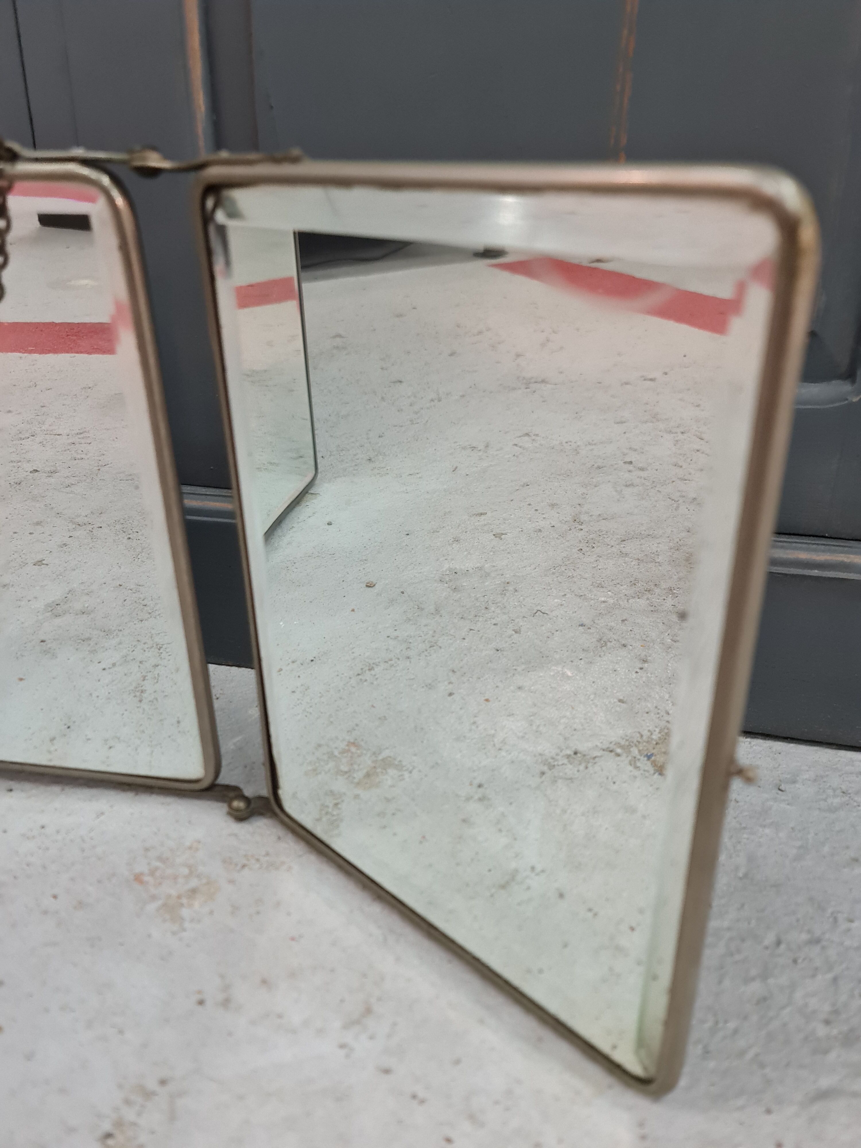 Old barber triptych mirror to put or hang 19x25cm