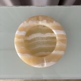 Vintage Onyx Ashtray – Hand-Carved, Natural Honey Tones (ca. 1960s–1970s)