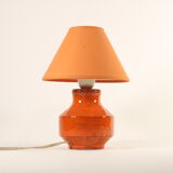 Lampe de table en céramique orange avec empreintes géométriques, années 1970.