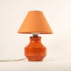 Orange ceramic table lamp with geometric imprints, 1970s.