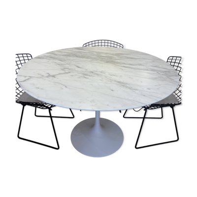 Table ronde tulip en marbre calacatta de eero saarinen - ø 120 cm - knoll -