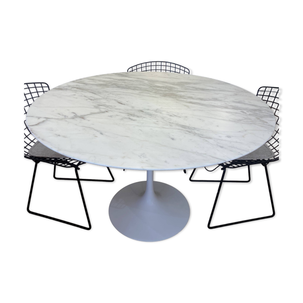 Table ronde tulip en marbre calacatta de eero saarinen - ø 120 cm - knoll -