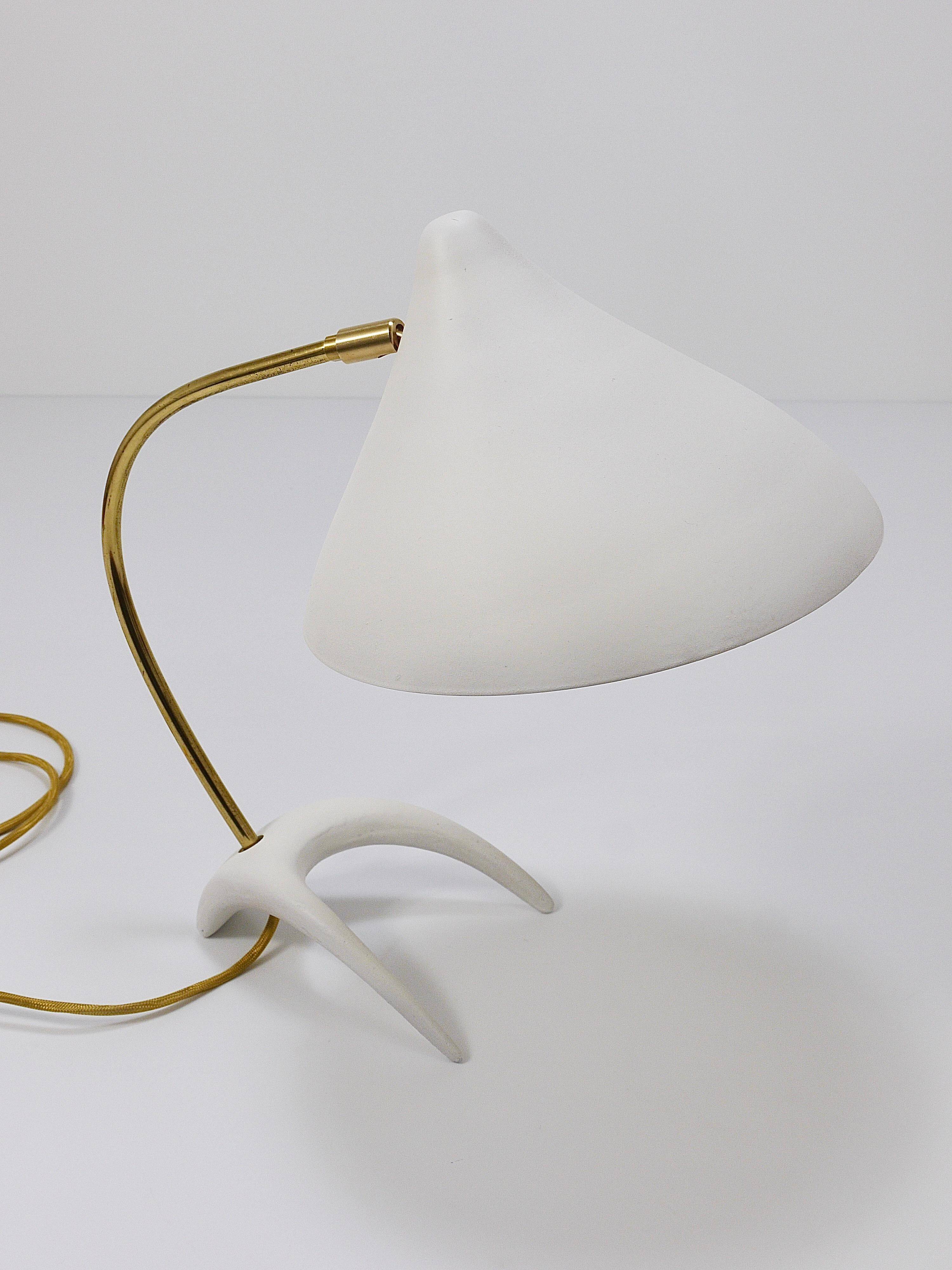 White brass desk or table lamp in the Louis Kalff style from the 1950s.