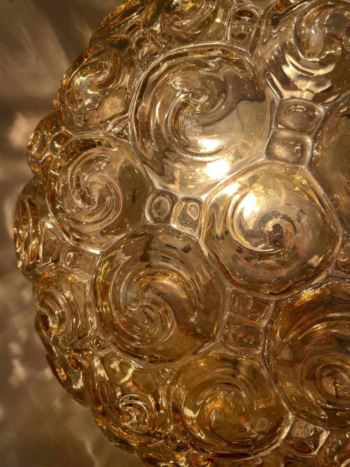 Helena Tynell amber glass ceiling light from the 60s