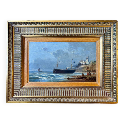 Tableau, Marine sur la côte d’Opale XIX siècle