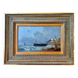 Tableau, Marine sur la côte d’Opale XIX siècle