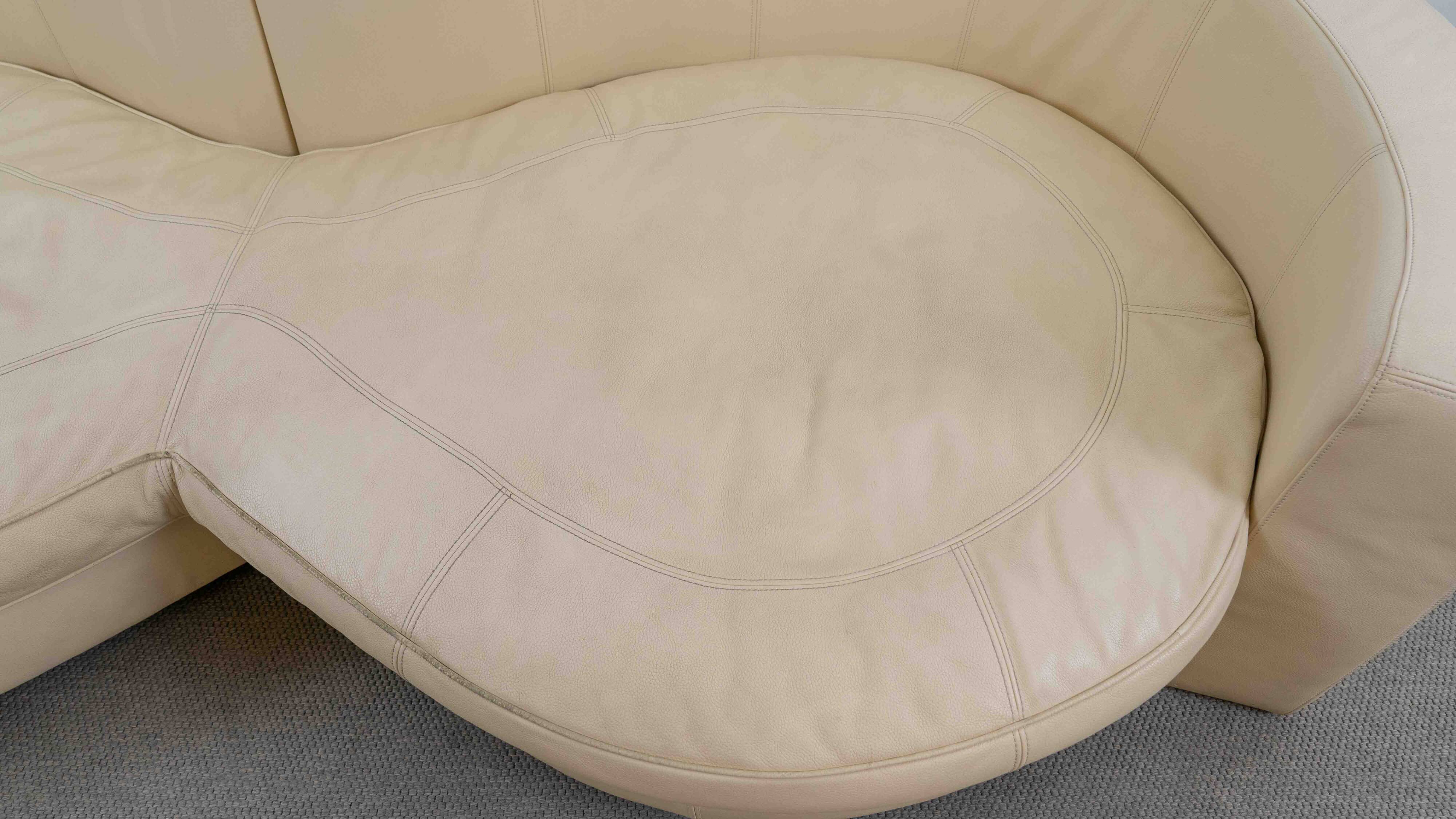 BRETZ Eves Island Creme, 4-Seater Sofa in Leather