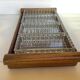 Old wooden serving tray and molded glass bowls