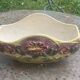 Yellow glazed ceramic slip planter, hawthorn pink flower pattern, art deco