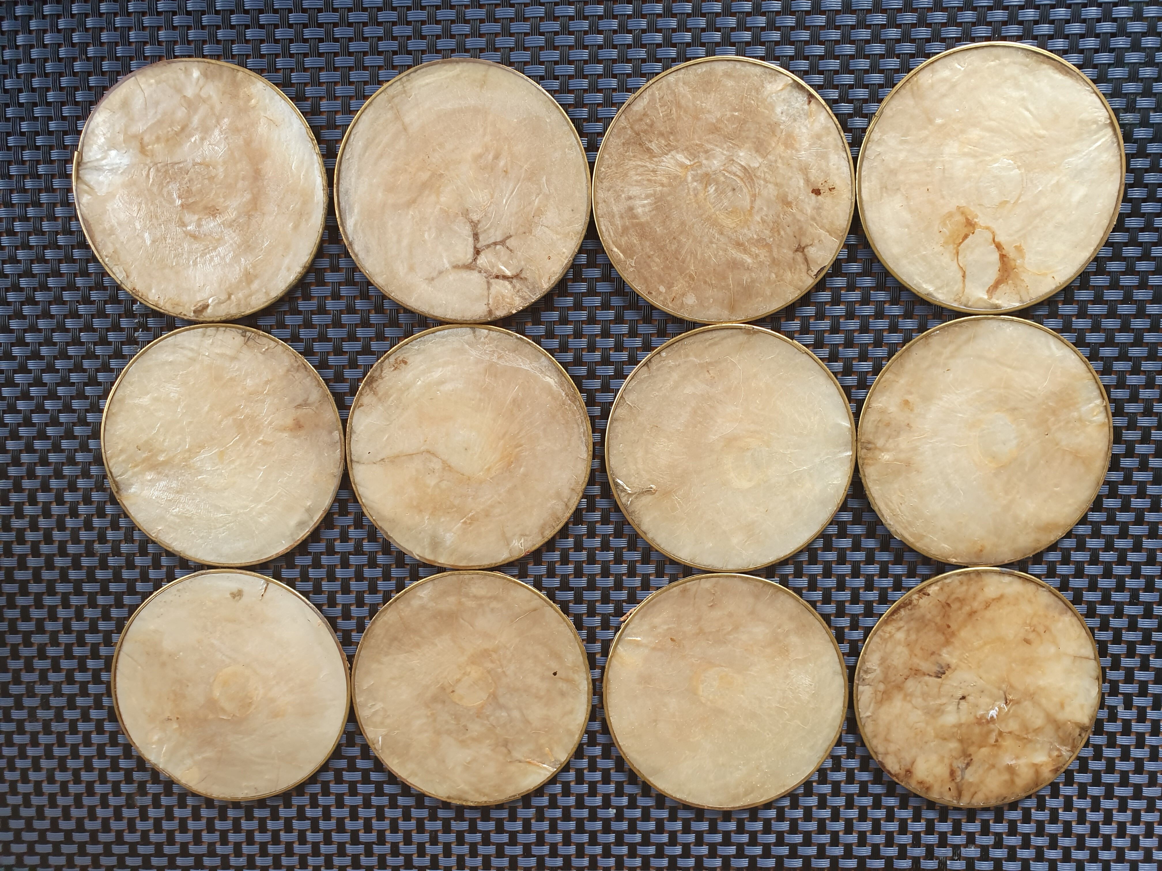 Mother-of-pearl bottle mats set