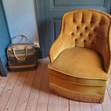 Gold velvet armchair
