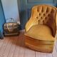 Gold velvet armchair
