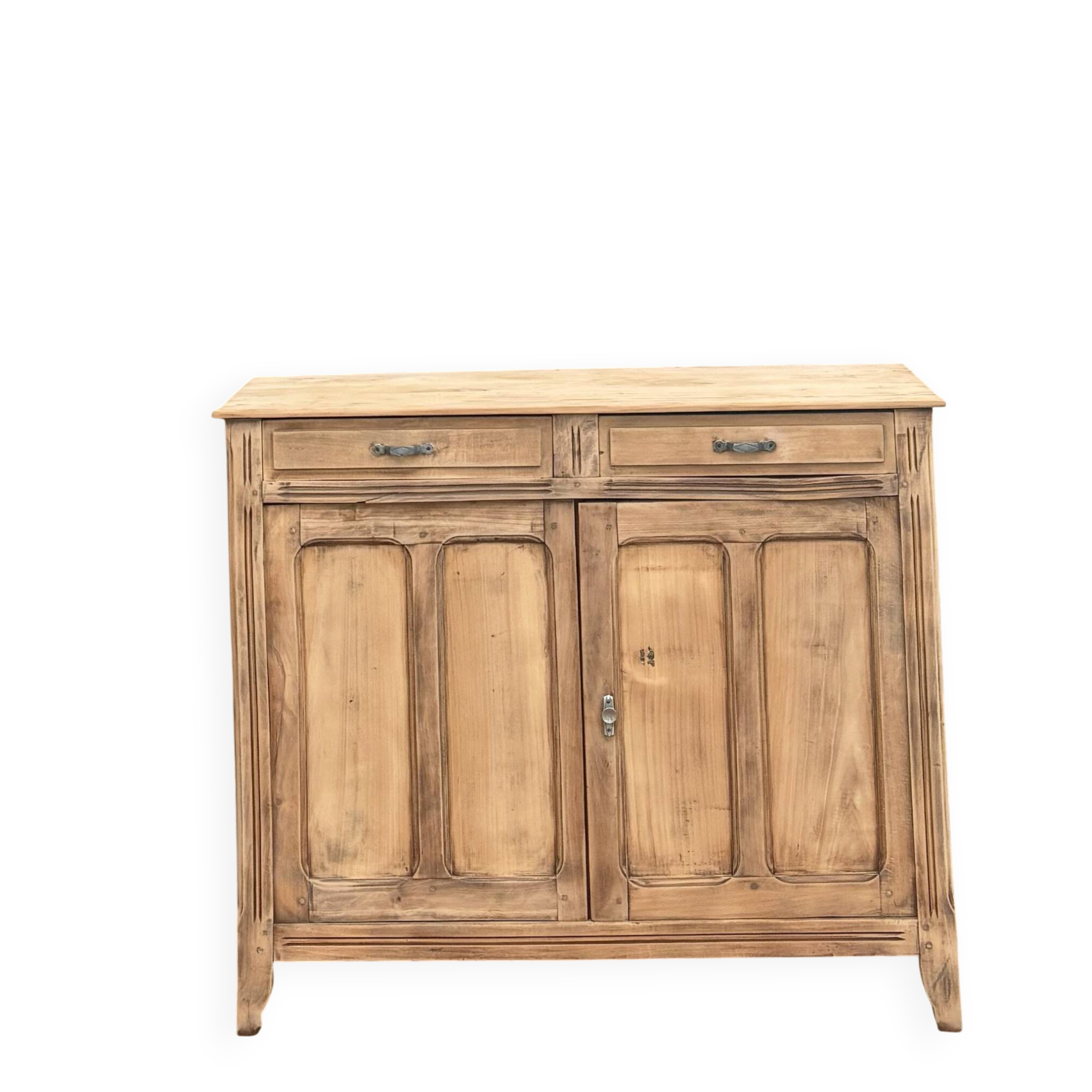 Old Parisian buffet in raw solid wood - 2 drawers