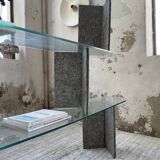 Roche Bobois stone and glass sculpture shelf 1970s